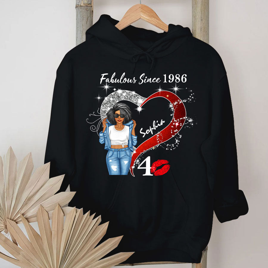 Custom Birthday Shirt, Her Gifts For 40 Years Old , Turning 40 Birthday Cotton Shirt, Fabulous Since 1986 - TLQ