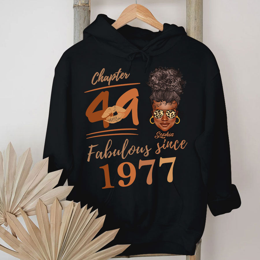 Chapter 49, Fabulous Since 1977 49th Birthday Unique T Shirt For Woman, Her Gifts For 49 Years Old , Turning 49 Birthday Cotton Shirt TLQ