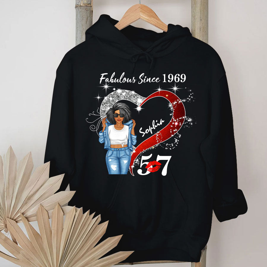 Custom Birthday Shirt, Her Gifts For 57 Years Old , Turning 57 Birthday Cotton Shirt, Fabulous Since 1969-TLQ