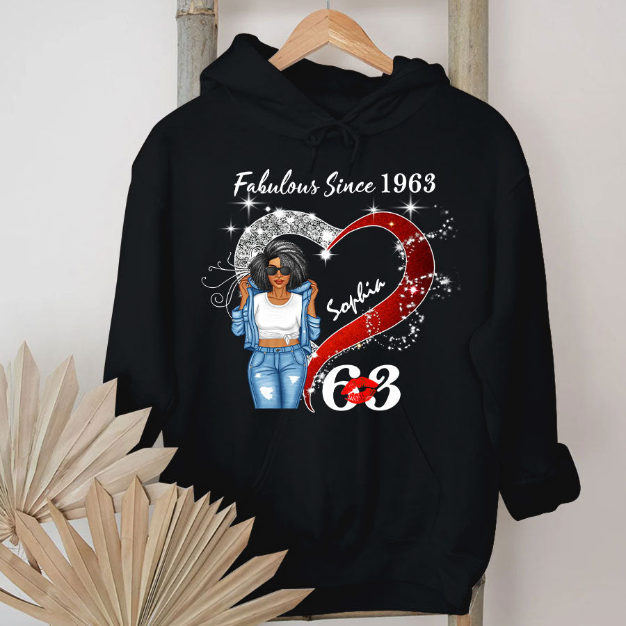Custom Birthday Shirt, Her Gifts For 63 Years Old , Turning 63 Birthday Cotton Shirt, Fabulous Since 1963-TLQ
