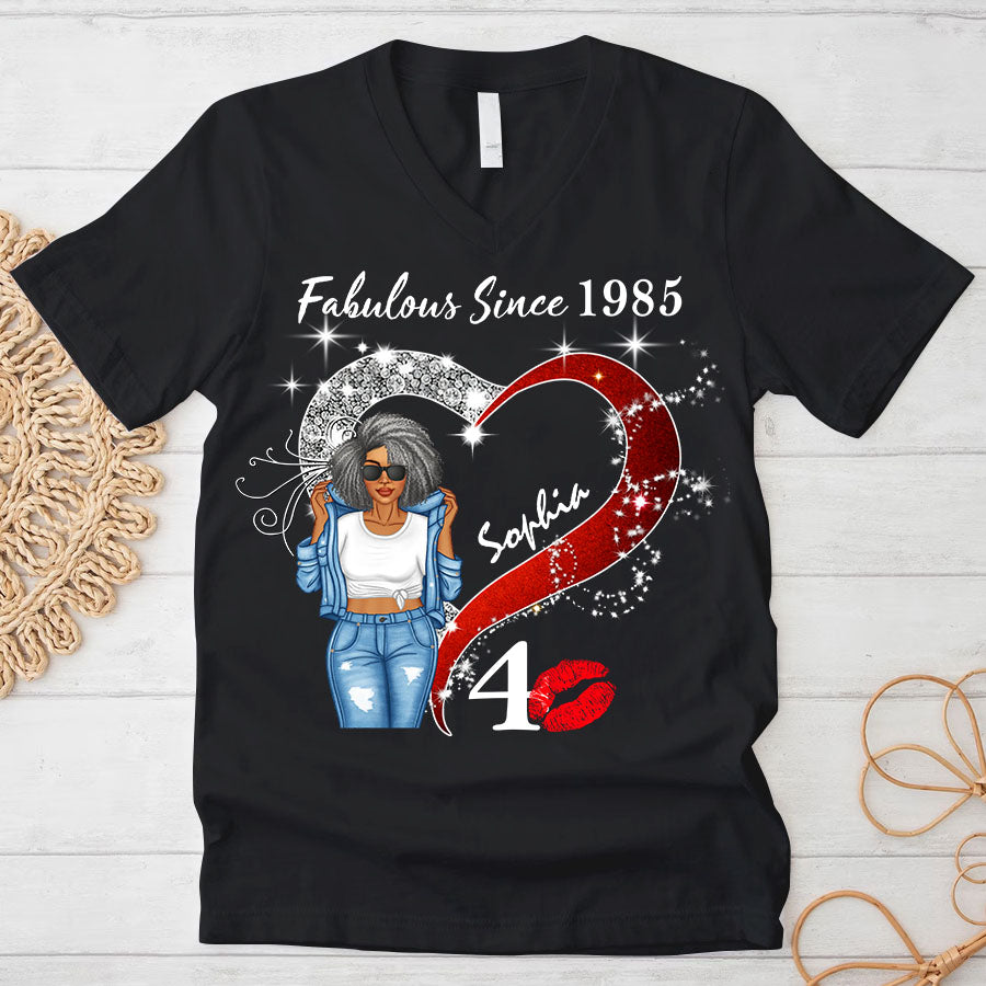 Custom Birthday Shirt, Her Gifts For 40 Years Old , Turning 40 Birthday Cotton Shirt, Fabulous Since 1985 - TLQ
