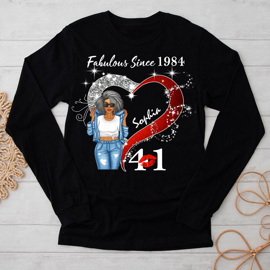 Custom Birthday Shirt, Her Gifts For 41 Years Old , Turning 41 Birthday Cotton Shirt, Fabulous Since 1984 - TLQ