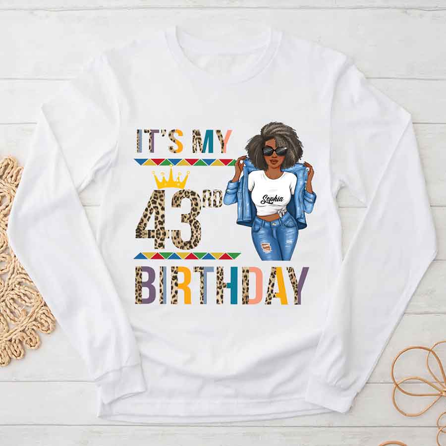 Personalized 43rd Birthday Shirts, Custom Birthday Shirts, Turning 43 Shirt, Gifts For Women Turning 43, 43 And Fabulous Shirt, 43rd Birthday Shirts For Her-YPT-HCT