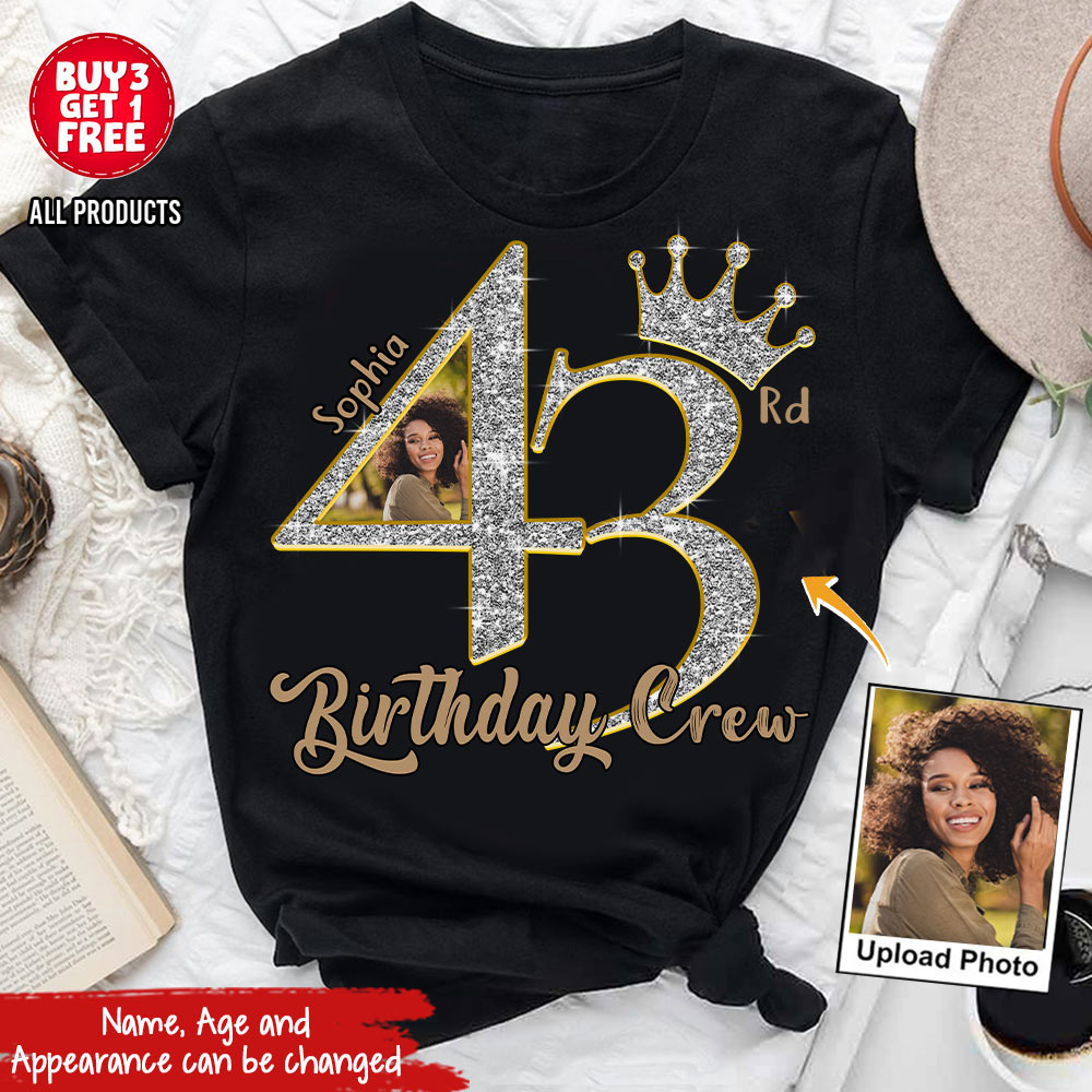 Custom Photo Birthday Shirts, 43rd Birthday Unique T Shirt For Woman, Her Gifts For 43 Years Old, Turning 43 Birthday Cotton Shirt-YPT-HCT