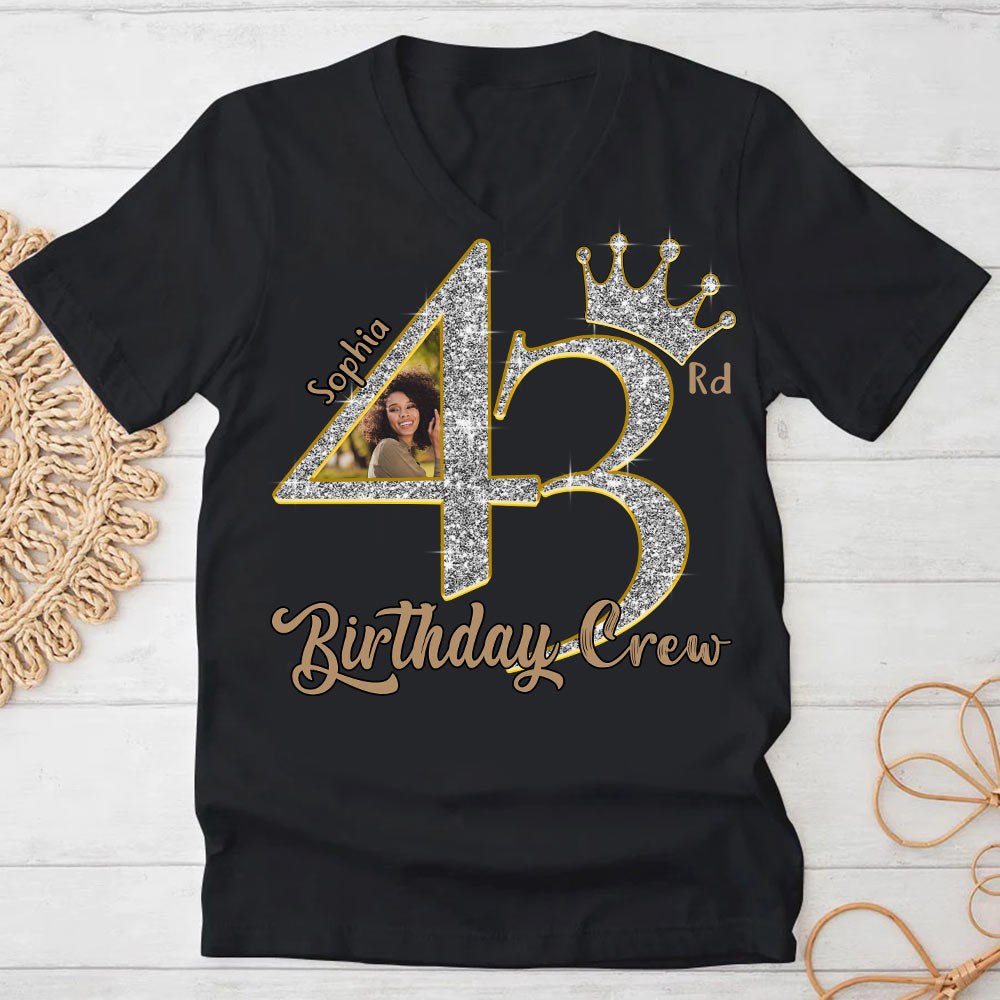Custom Photo Birthday Shirts, 43rd Birthday Unique T Shirt For Woman, Her Gifts For 43 Years Old, Turning 43 Birthday Cotton Shirt-YPT-HCT