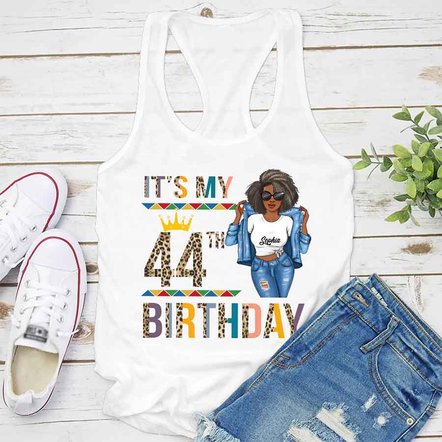 Personalized 44th Birthday Shirts, Custom Birthday Shirts, Turning 44 Shirt, Gifts For Women Turning 44, 44 And Fabulous Shirt, 44th Birthday Shirts For Her, It&#39;s My 44 Birthday-YPT-HCT