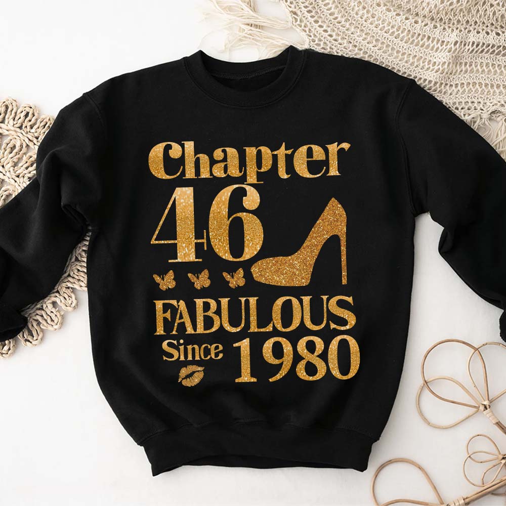 Chapter 46, Fabulous Since 1980 46th Birthday Unique T Shirt For Woman, Her Gifts For 46 Years Old , Turning 46 Birthday Cotton Shirt
