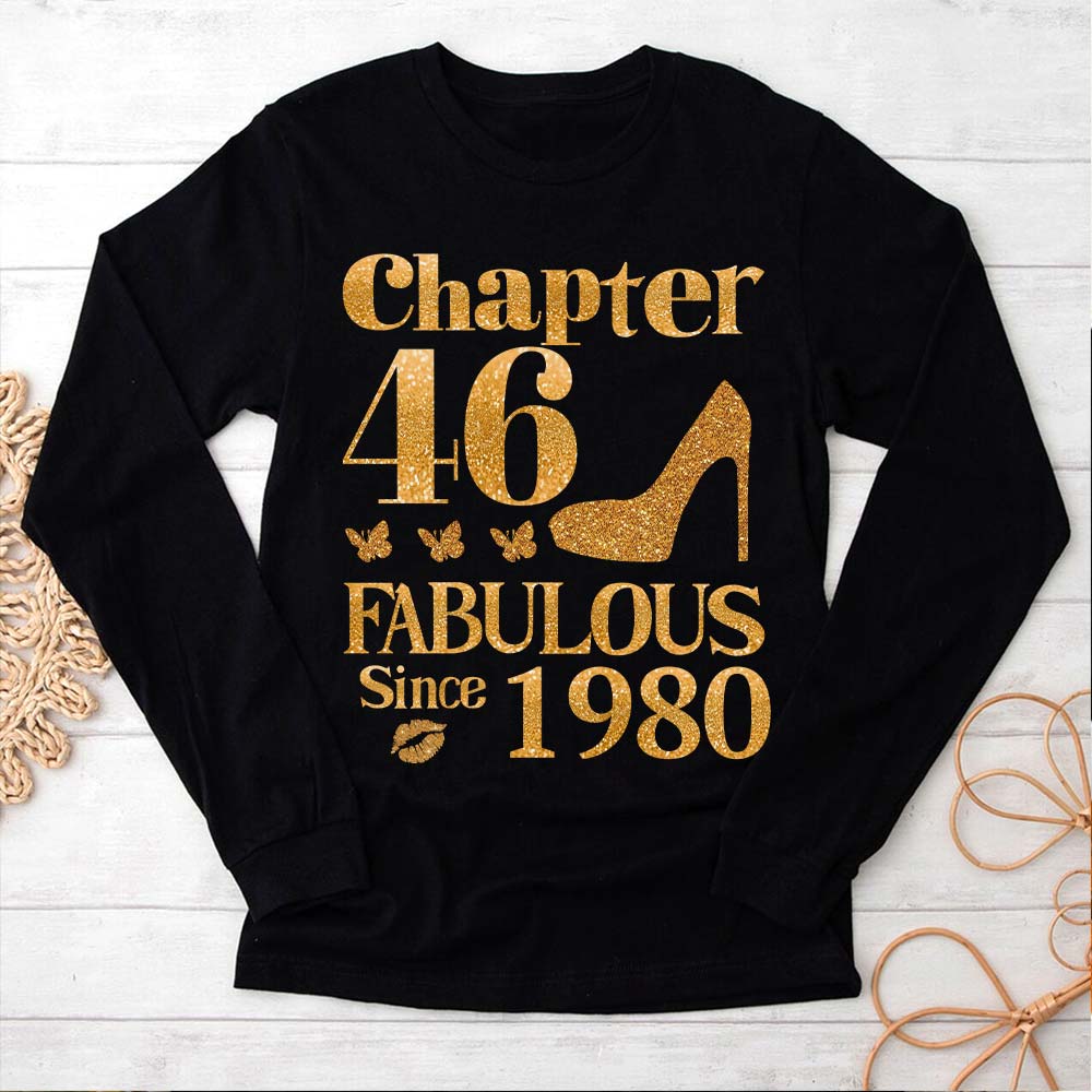 Chapter 46, Fabulous Since 1980 46th Birthday Unique T Shirt For Woman, Her Gifts For 46 Years Old , Turning 46 Birthday Cotton Shirt
