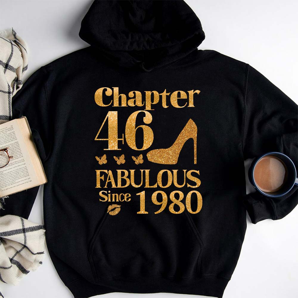 Chapter 46, Fabulous Since 1980 46th Birthday Unique T Shirt For Woman, Her Gifts For 46 Years Old , Turning 46 Birthday Cotton Shirt