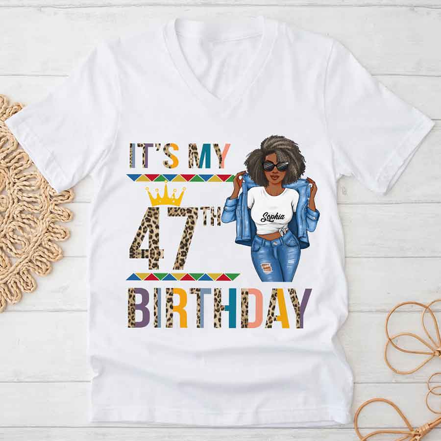 Personalized 47th Birthday Shirts, Custom Birthday Shirts, Turning 47 Shirt, Gifts For Women Turning 47, 47 And Fabulous Shirt, 47th Birthday Shirts For Her-YPT-HCT