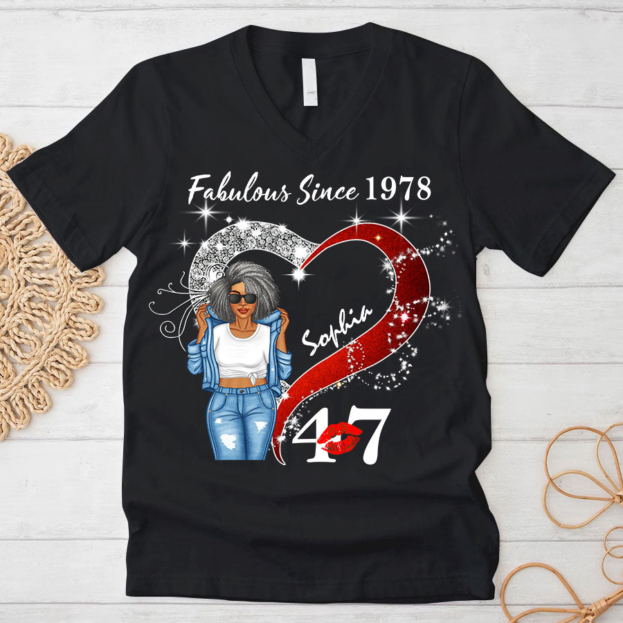 Custom Birthday Shirt, Her Gifts For 47 Years Old , Turning 47 Birthday Cotton Shirt, Fabulous Since 1978 - TLQ