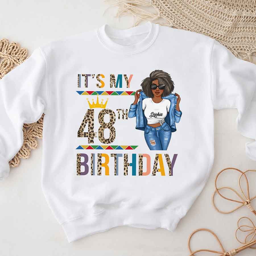 Personalized 48th Birthday Shirts, Custom Birthday Shirts, Turning 48 Shirt, Gifts For Women Turning 48, 48 And Fabulous Shirt, 47th Birthday Shirts For Her, It&#39;s My 48 Birthday-YPT-HCT