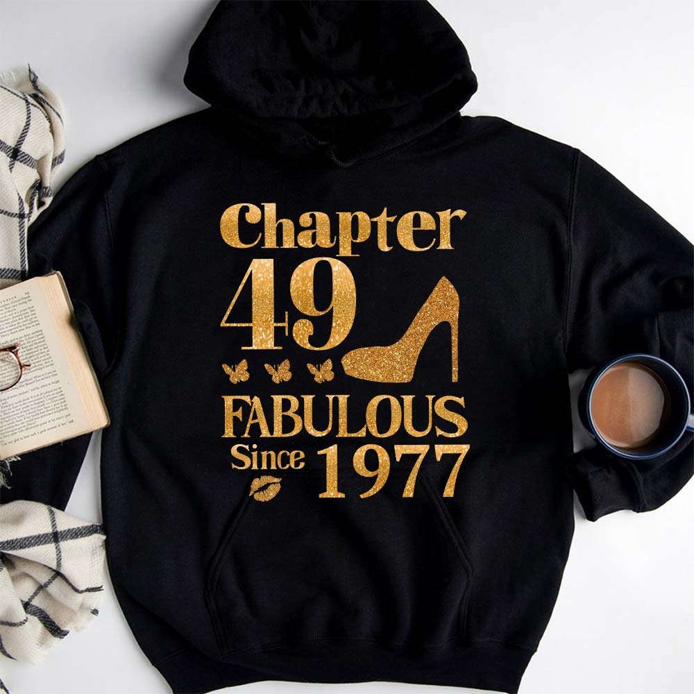 Chapter 49, Fabulous Since 1977 49th Birthday Unique T Shirt For Woman, Her Gifts For 49 Years Old , Turning 49 Birthday Cotton Shirt