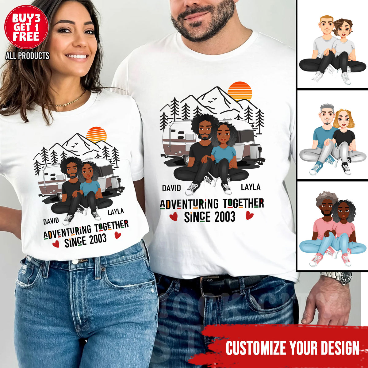 Adventuring Together Since Shirt, Custom T Shirt - Camping Couple Shirt, Camping Lover , Couple Gift