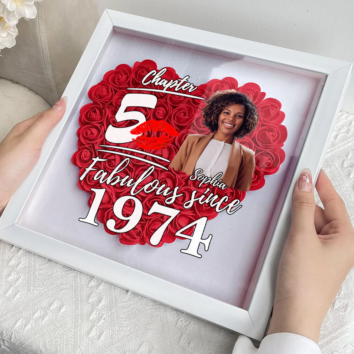 Personalized Flower Shadow Box - Gifts For Women Turning 50 - HMT