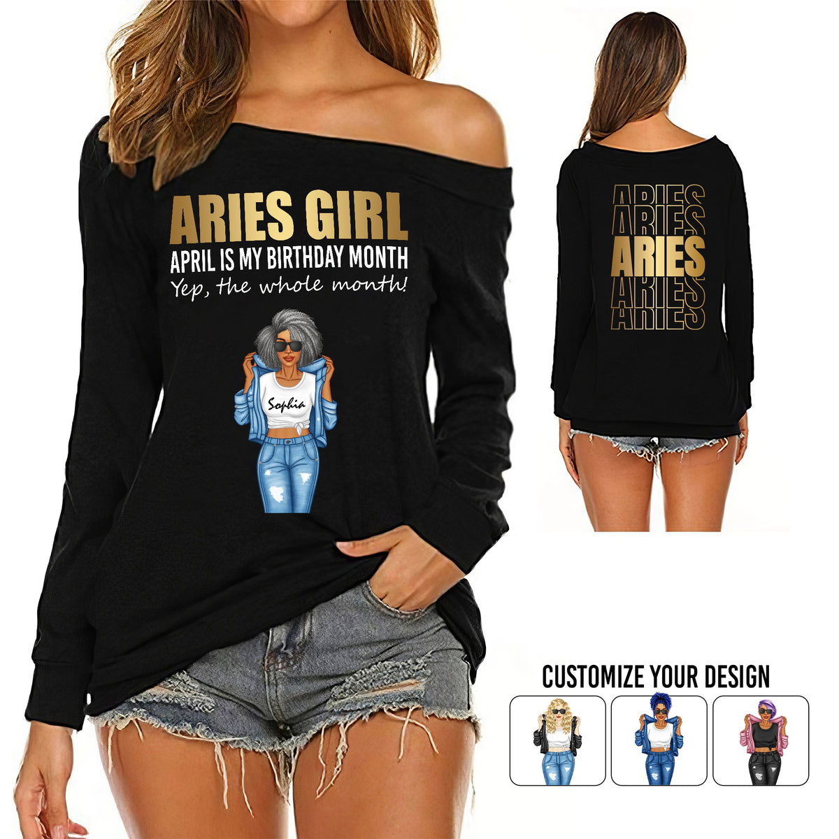Women's Off-Shoulder Sweatshirt - Personalized Gift For Aries Girls - TLQ
