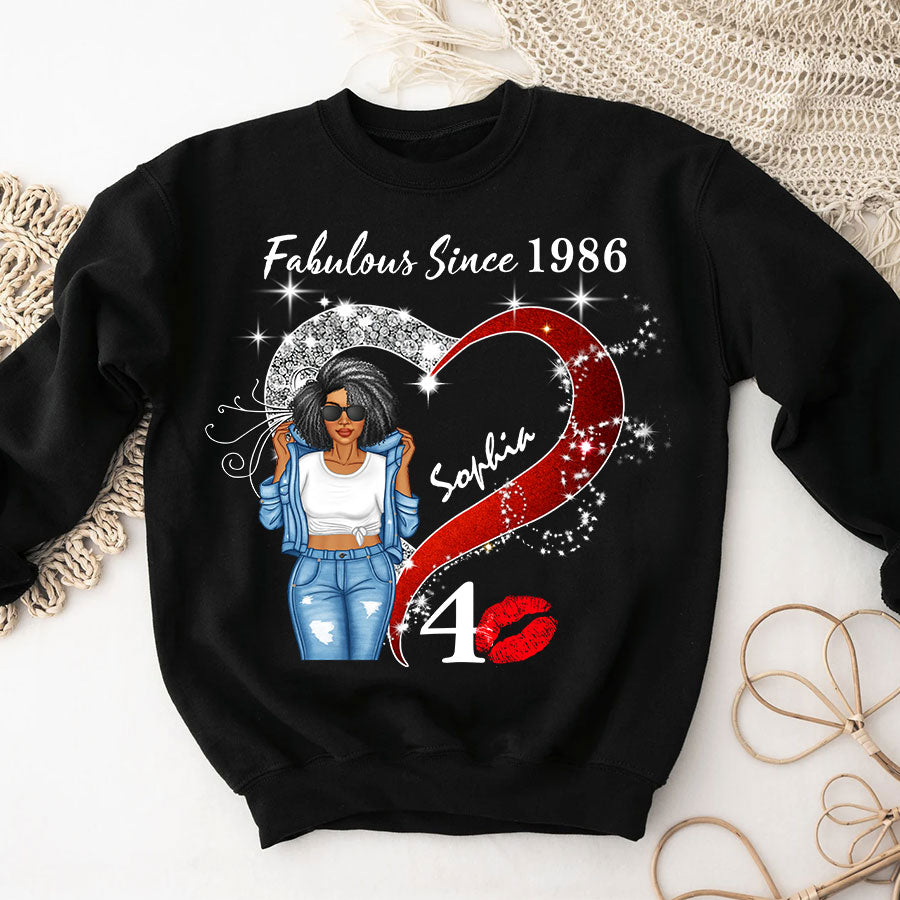 Custom Birthday Shirt, Her Gifts For 40 Years Old , Turning 40 Birthday Cotton Shirt, Fabulous Since 1986 - TLQ