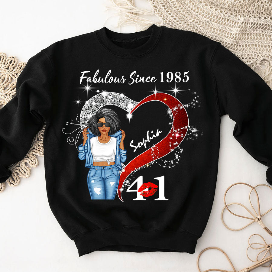 Custom Birthday Shirt, Her Gifts For 41 Years Old , Turning 41 Birthday Cotton Shirt, Fabulous Since 1985 - TLQ