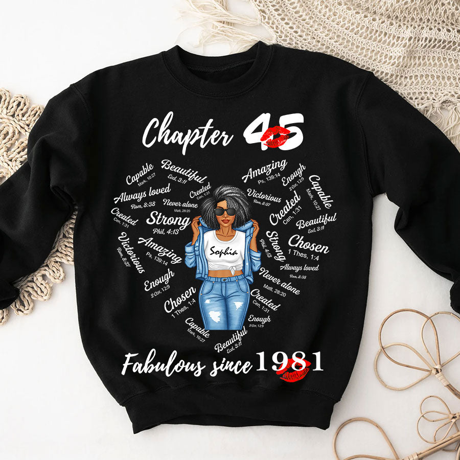 Chapter 45, Fabulous Since 1981 45th Birthday Unique T Shirt For Woman, Her Gifts For 45 Years Old , Turning 45 Birthday Cotton Shirt-TLQ
