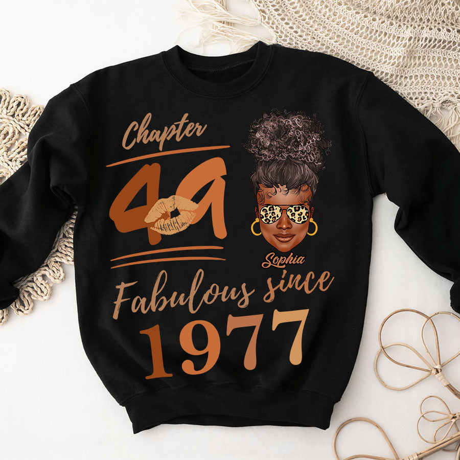 Chapter 49, Fabulous Since 1977 49th Birthday Unique T Shirt For Woman, Her Gifts For 49 Years Old , Turning 49 Birthday Cotton Shirt TLQ