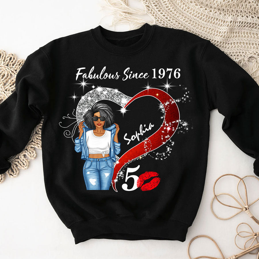 Custom Birthday Shirt, Her Gifts For 50 Years Old , Turning 50 Birthday Cotton Shirt, Fabulous Since 1976-TQL