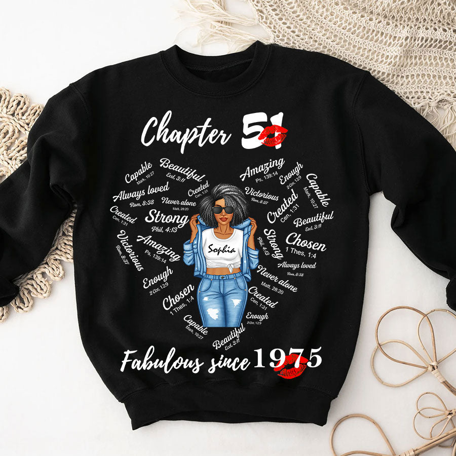 Chapter 51, Fabulous Since 1975 51st Birthday Unique T Shirt For Woman, Her Gifts For 51 Years Old , Turning 51 Birthday Cotton Shirt-TLQ