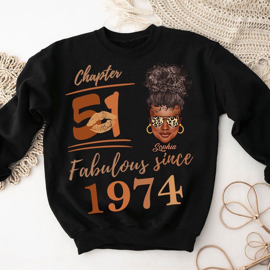 Chapter 51, Fabulous Since 1974 51st Birthday Unique T Shirt For Woman, Her Gifts For 51 Years Old , Turning 51 Birthday Cotton Shirt TLQ