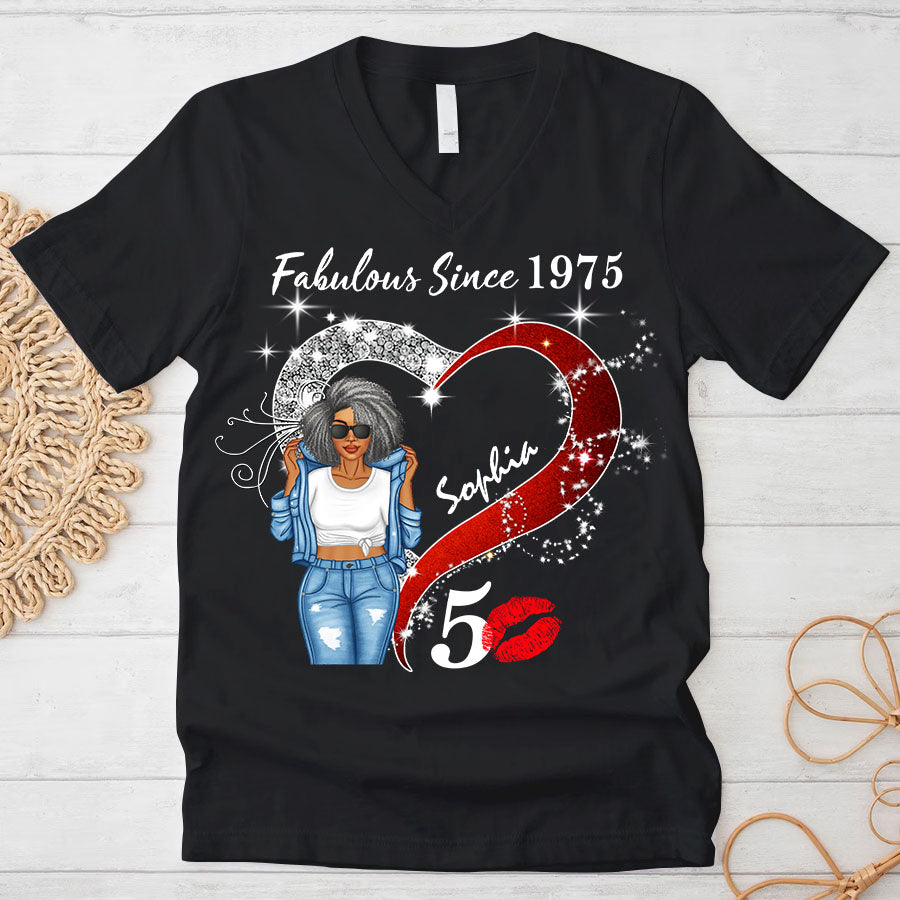 50th Birthday Shirts For Her, Personalised 50th Birthday Gifts, 1975 T Shirt, 50 And Fabulous Shirt, 50th Birthday Shirt Ideas, Gift Ideas 50th Birthday Woman - TLQ