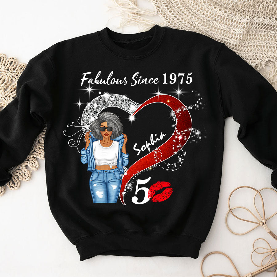 50th Birthday Shirts For Her, Personalised 50th Birthday Gifts, 1975 T Shirt, 50 And Fabulous Shirt, 50th Birthday Shirt Ideas, Gift Ideas 50th Birthday Woman - TLQ