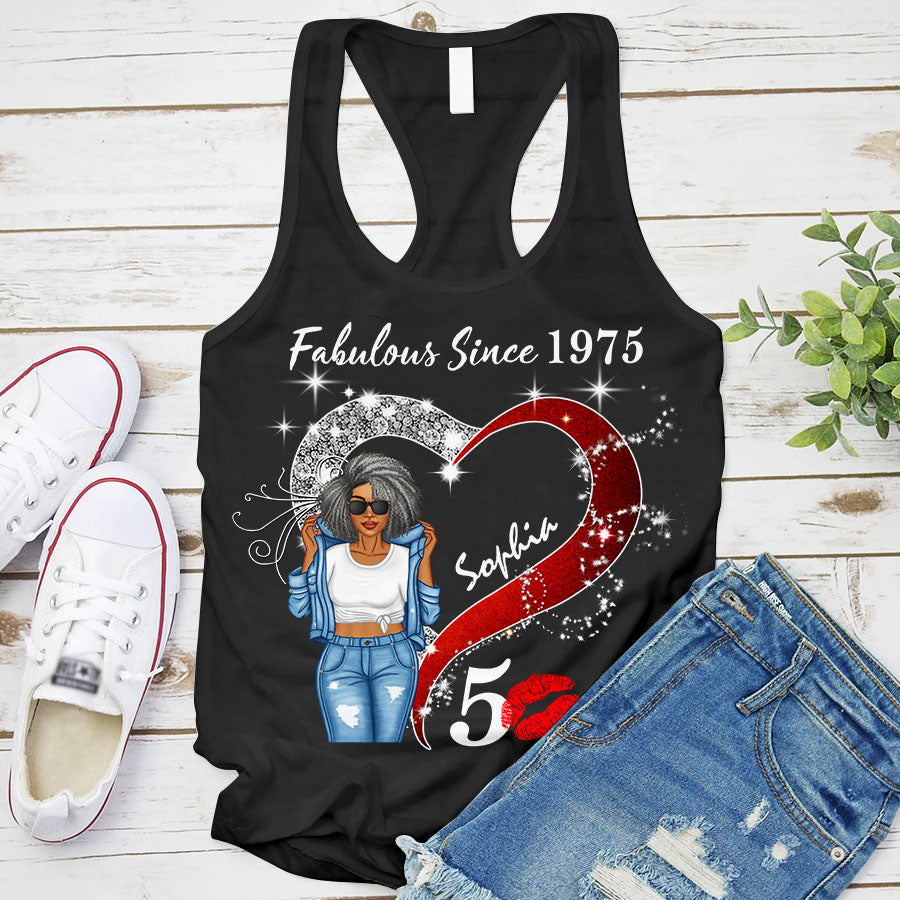50th Birthday Shirts For Her, Personalised 50th Birthday Gifts, 1975 T Shirt, 50 And Fabulous Shirt, 50th Birthday Shirt Ideas, Gift Ideas 50th Birthday Woman - TLQ