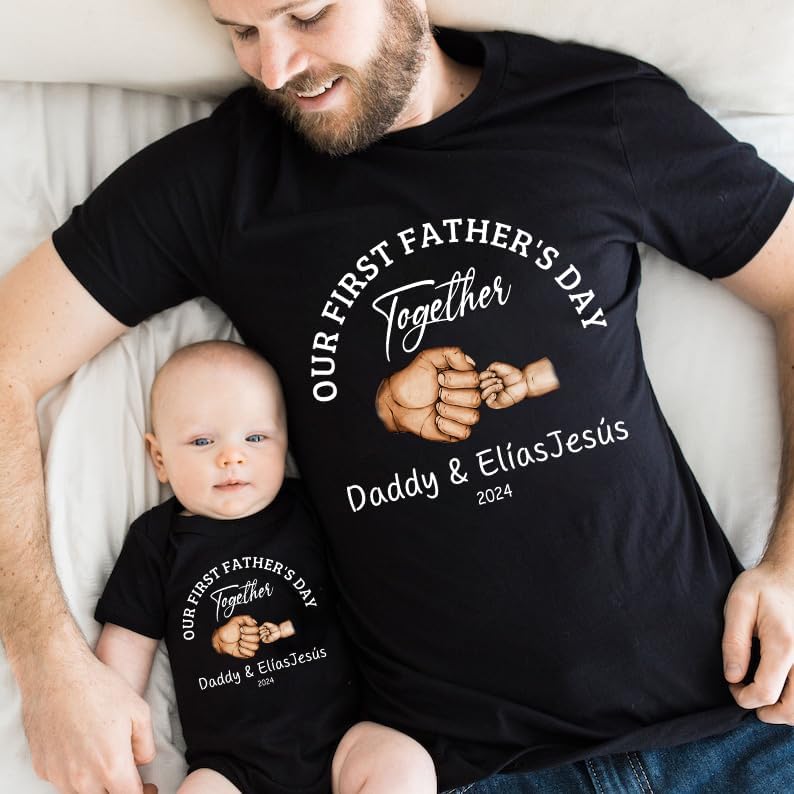 Personalized First Fathers Day Shirt, dad and Baby Matching Outfits, dad and Son Matching Shirts, Fathers Day Shirt