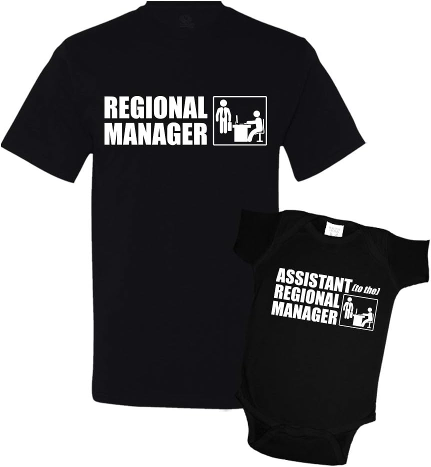 Regional Manager\/Assistant Combo Matching Dad Baby Shirts or Bodysuit