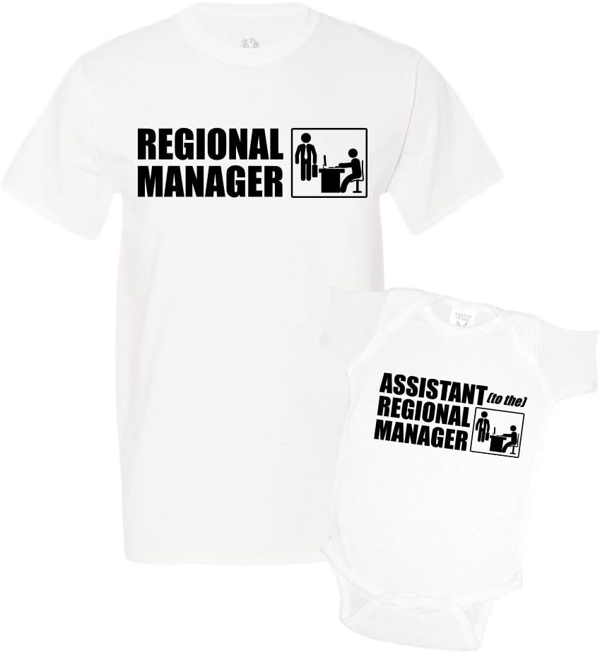 Regional Manager\/Assistant Combo Matching Dad Baby Shirts or Bodysuit