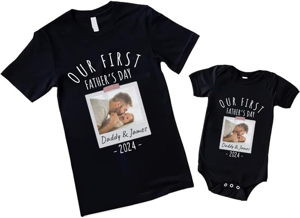 Personalized First Fathers Day Shirt, dad and Baby Matching Outfits, dad and Son Matching Shirts, Fathers Day Shirt