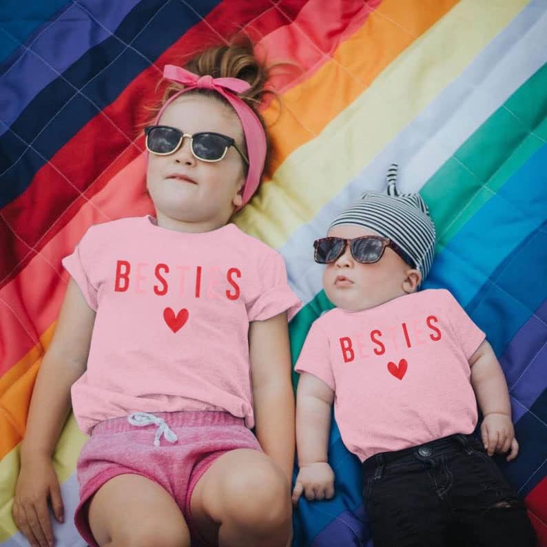 ASTANFY Mommy and Me Matching Outfits Valentine Shirts Women Besties Tshirt Love Heart Baby-Girls Outfit