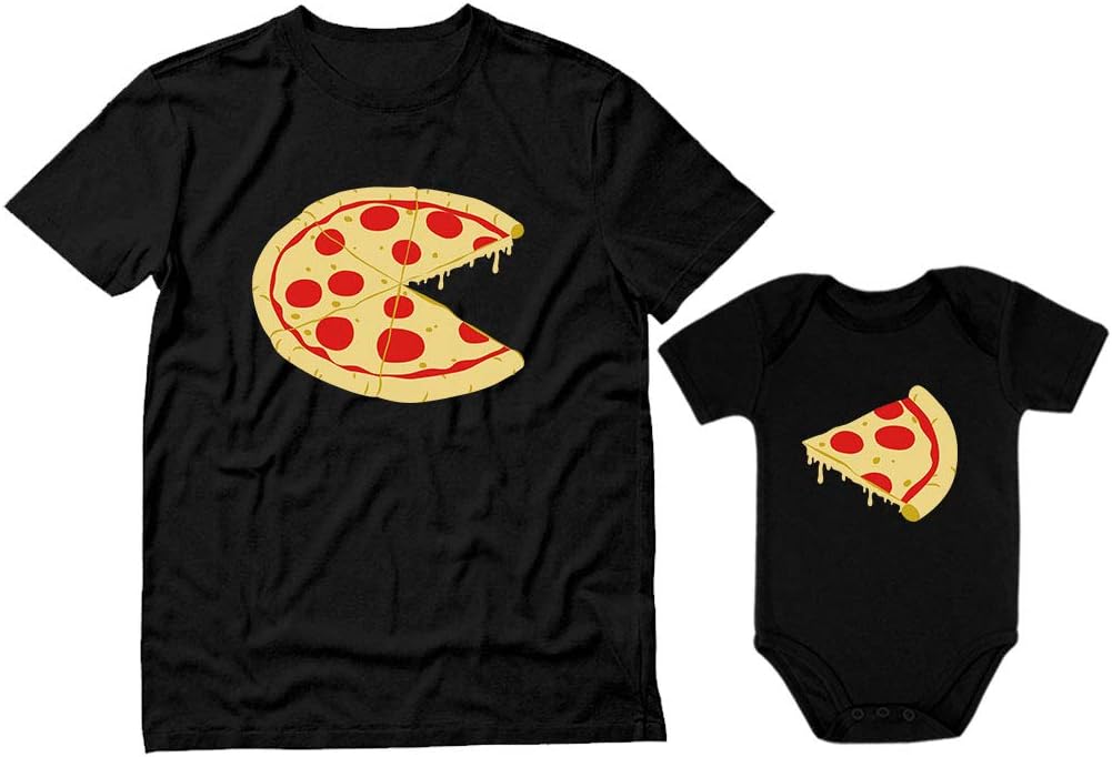 Pizza Pie & Slice Fathers Day Daddy and Me Outfits Gifts for New Dads Matching Dad Shirt Baby Bodysuit