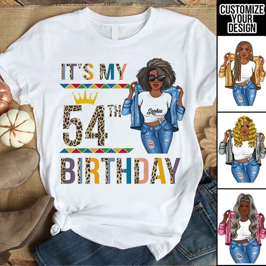 Personalized 54th Birthday Unique T Shirt For Woman, Custom Birthday Shirt, Her Gifts For 54 Years Old, Turning 54 Birthday Cotton Shirt-YPT-HCT