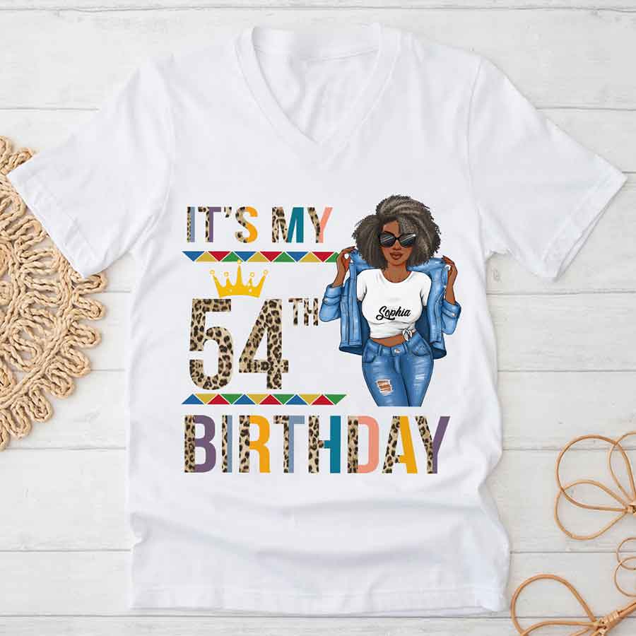 Personalized 54th Birthday Unique T Shirt For Woman, Custom Birthday Shirt, Her Gifts For 54 Years Old, Turning 54 Birthday Cotton Shirt-YPT-HCT