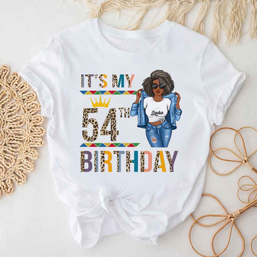 Personalized 54th Birthday Unique T Shirt For Woman, Custom Birthday Shirt, Her Gifts For 54 Years Old, Turning 54 Birthday Cotton Shirt-YPT-HCT