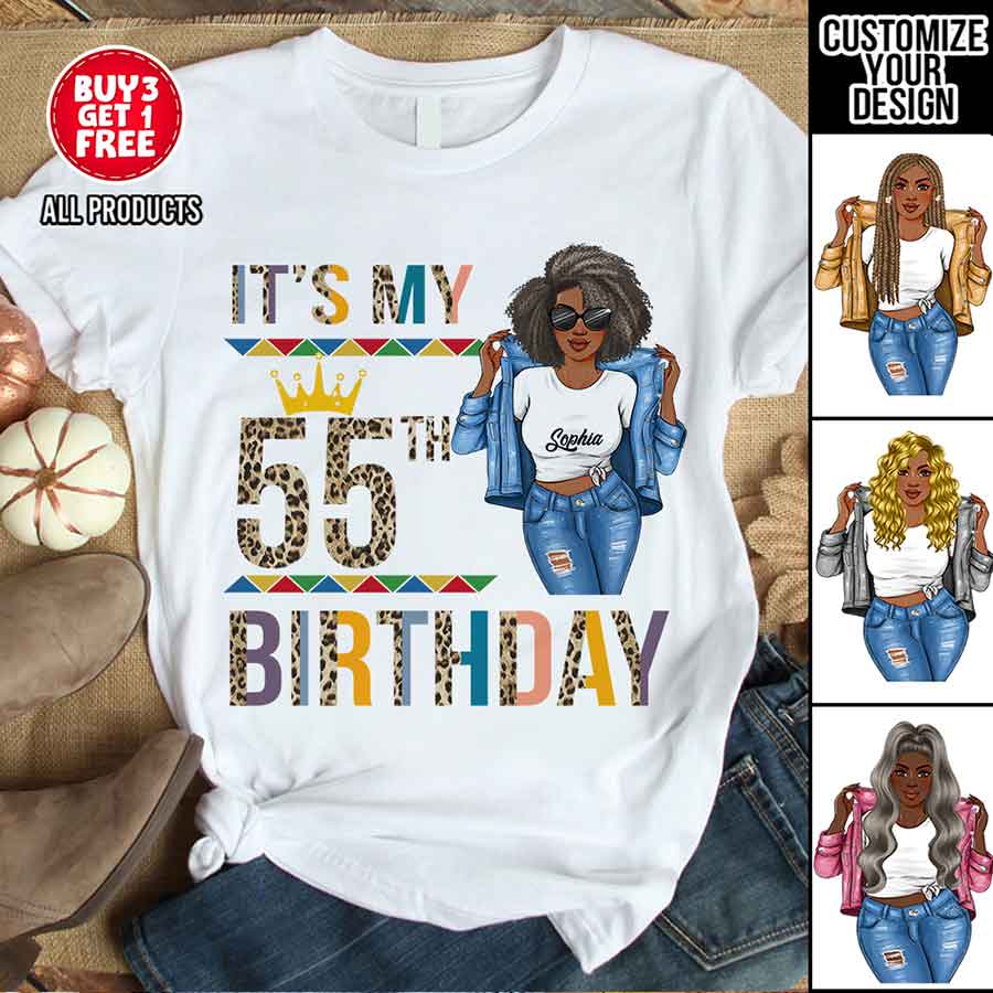 55th Birthday Shirts, Custom Birthday Shirts, Turning 55 Shirt, Gifts For Women Turning 55, 55 And Fabulous Shirt,55th Birthday Shirts For Her-YPT-HCT