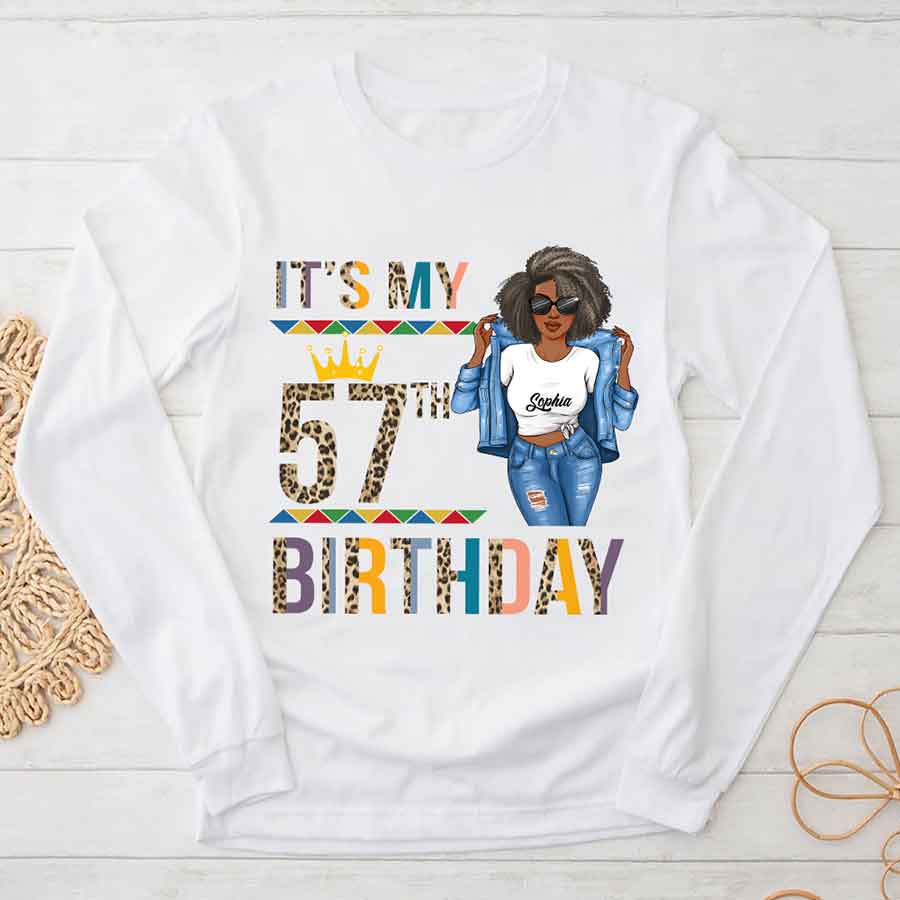 Personalized 57th Birthday Shirts, Custom Birthday Shirts, Turning 57 Shirt, Gifts For Women Turning 57, 57 And Fabulous Shirt, 57th Birthday Shirts For Her