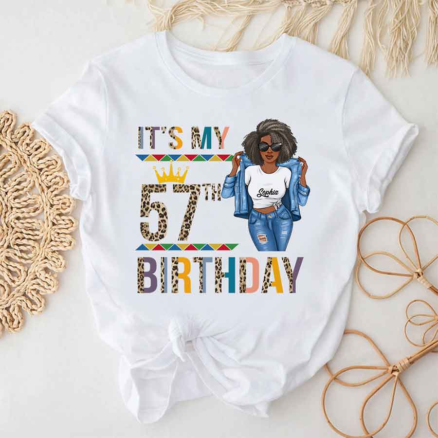 Personalized 57th Birthday Shirts, Custom Birthday Shirts, Turning 57 Shirt, Gifts For Women Turning 57, 57 And Fabulous Shirt, 57th Birthday Shirts For Her