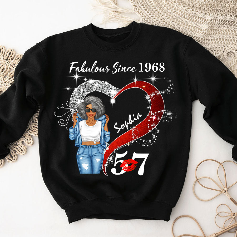 Custom Birthday Shirt, Her Gifts For 57 Years Old , Turning 57 Birthday Cotton Shirt, Fabulous Since 1968-TLQ
