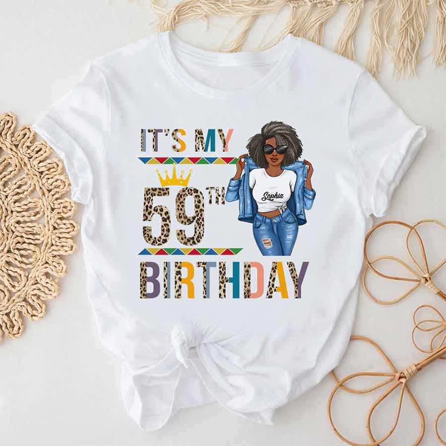 Personalized 59th Birthday Shirts, Custom Birthday Shirts, Turning 59 Shirt, Gifts For Women Turning 59, 59 And Fabulous Shirt, 59th Birthday Shirts For Her-YPT-HCT
