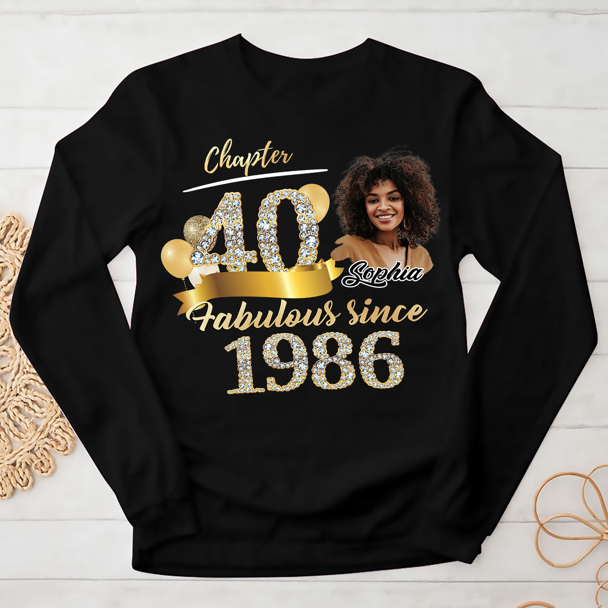 Custom Face Photo 40's Birthday Shirt, Fabulous Since 1986 40th Birthday Unique T Shirt For Woman, Custom Birthday Shirt, Her Gifts For 40 Years Old , Turning 40 Birthday Cotton Shirt-YPT-ALK