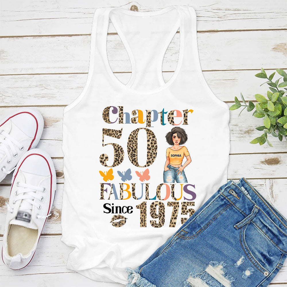 Chapter 50, Fabulous Since 1975 50th Birthday Unique T Shirt For Woman, Custom Birthday Shirt, Her Gifts For 50 Years Old , Turning 50 Birthday Cotton Shirt - YPT-HCT