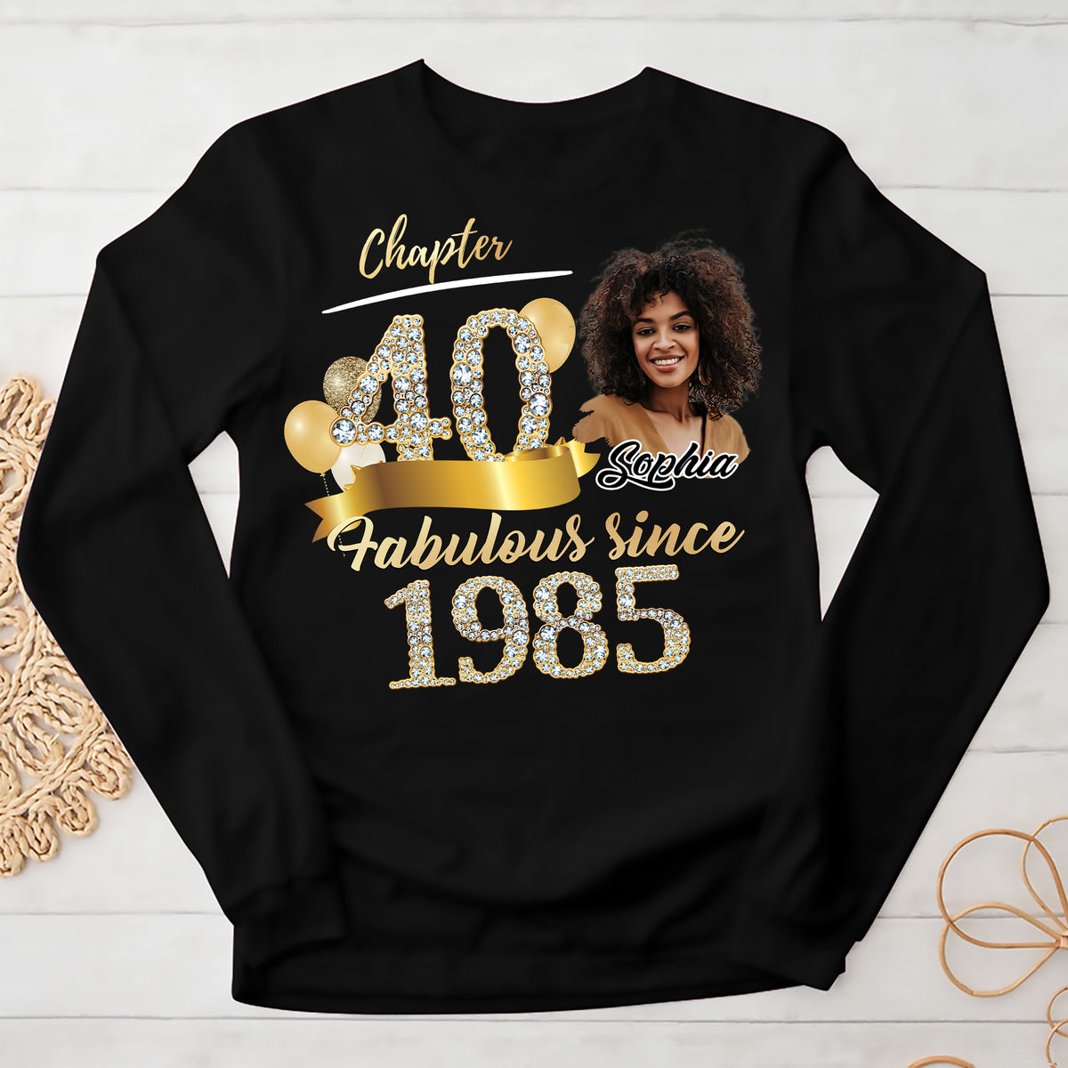 Custom Face Photo 40&#39;s Birthday Shirt, Fabulous Since 1985 40th Birthday Unique T Shirt For Woman, Custom Birthday Shirt, Her Gifts For 40 Years Old , Turning 40 Birthday Cotton Shirt-YPT-ALK