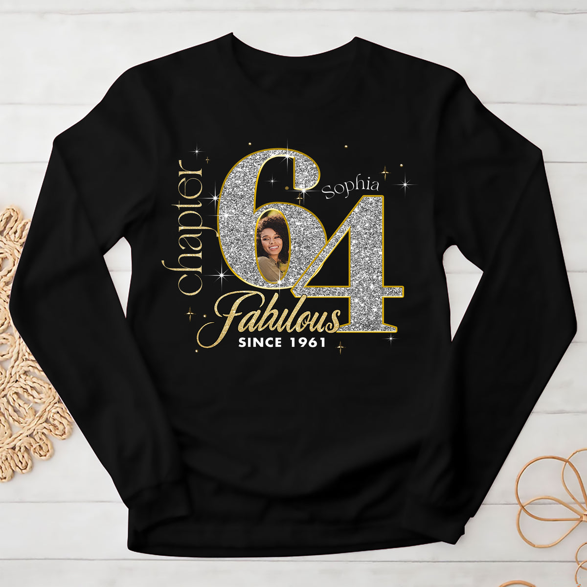 Custom Face Photo 64&#39;s Birthday Shirt, Fabulous Since 1961 64th Birthday Unique T Shirt For Woman, Custom Birthday Shirt, Her Gifts For 64 Years Old , Turning 64 Birthday Cotton Shirt-YPT-ALK