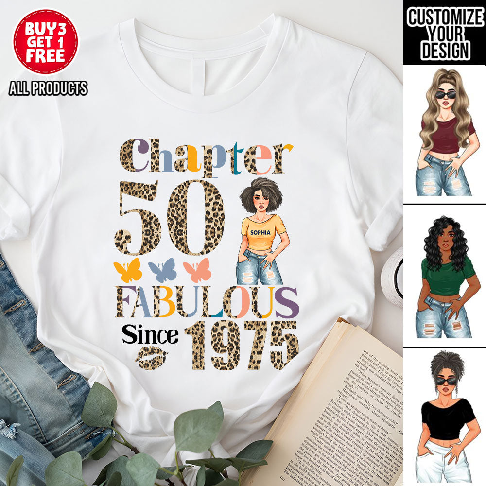 Chapter 50, Fabulous Since 1975 50th Birthday Unique T Shirt For Woman, Custom Birthday Shirt, Her Gifts For 50 Years Old , Turning 50 Birthday Cotton Shirt - YPT-HCT