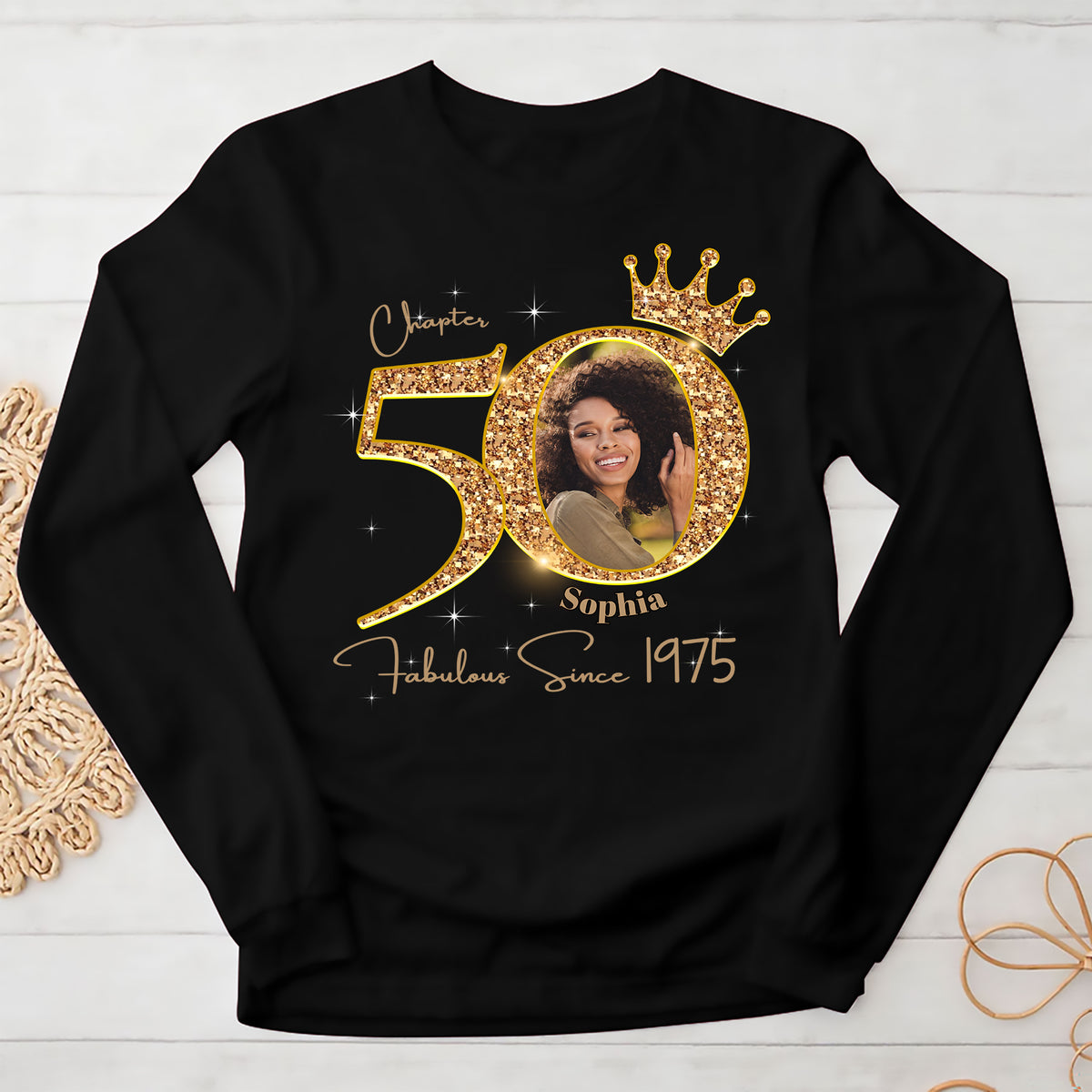 50th Birthday Shirts, Custom Photo Birthday Shirts, Turning 50 Shirt, Gifts For Women Turning 50, 50 And Fabulous Shirt, 1975 Shirt, 50th Birthday Shirts For Her-YPT-ALK